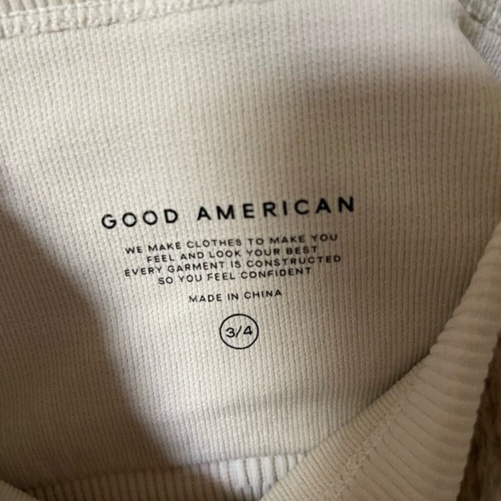 Good American NWT Cropped Thermal Waffle Tank Top Size 3/4 (L/XL) Color Tusk - Picture 2 of 8